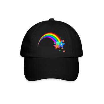 Regenbogen Sternschnuppe - Baseballkappe - Schwarz/Schwarz - Vorne