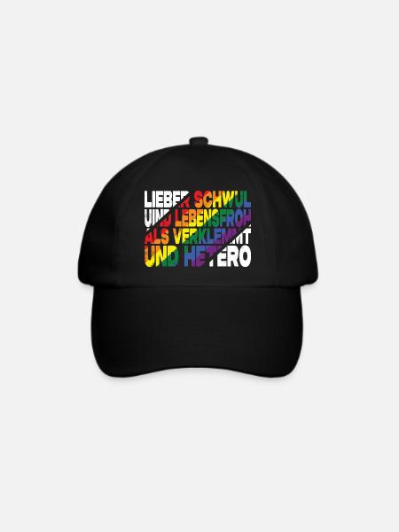 Lieber Schwul Und Lebensfroh - Lustiger Gay Spruch - Baseballkappe - Schwarz/Schwarz