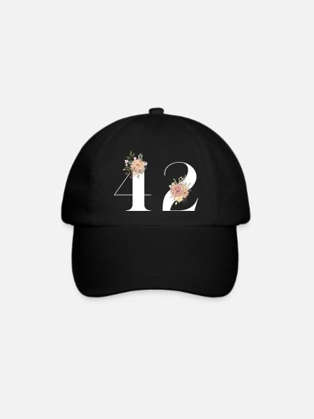 Blumen zum 42. Jahrestag (Geschenk von 42 Jahren) - Baseballkappe - Schwarz/Schwarz