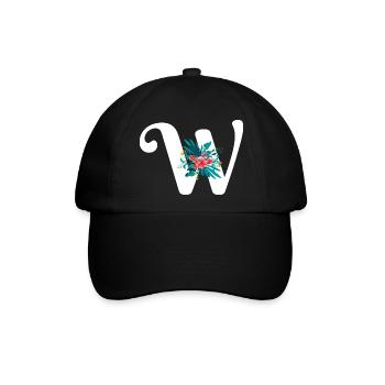 Buchstabe W geblüht - Baseballkappe - Schwarz/Schwarz - Vorne