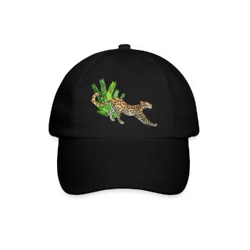 Leopard im Dschungel - Baseballkappe - Schwarz/Schwarz - Vorne
