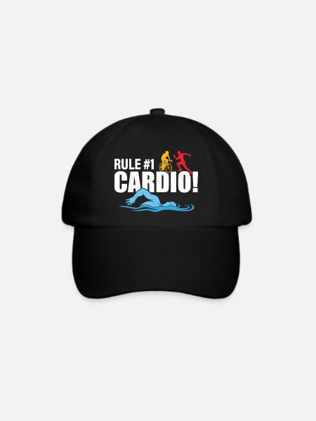 Rule #1: cardio! Triathlon Swim Cycle Run - Baseballkappe - Schwarz/Schwarz
