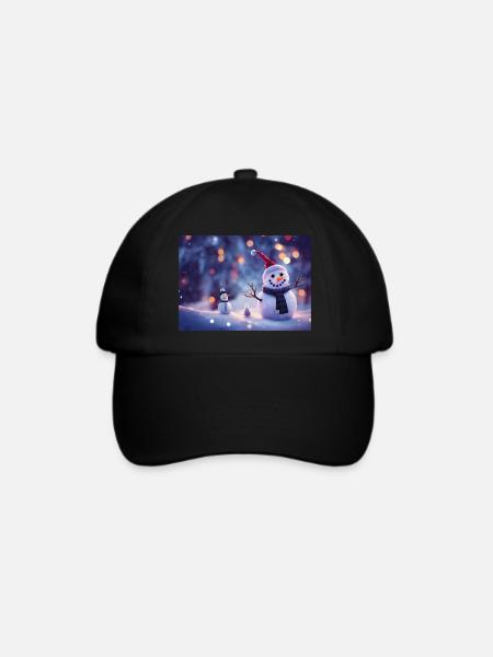 Frohe Weihnachten Schneemann - Baseballkappe - Schwarz/Schwarz