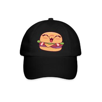 Cute lächelnde Burger Cute lächelnde Burger Inspir - Baseballkappe - Schwarz/Schwarz - Vorne