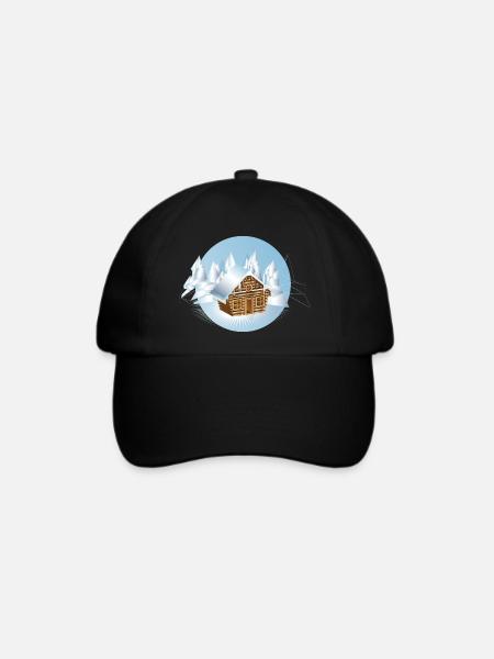 kleine Blockhütte inmitten einer Eislandschaft - Baseballkappe - Schwarz/Schwarz
