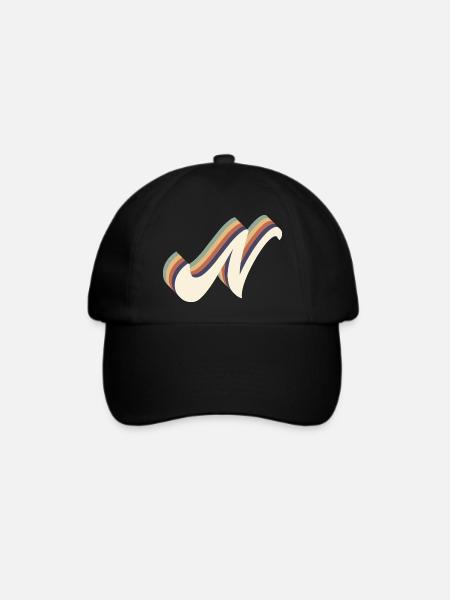 Buchstabe n - Baseballkappe - Schwarz/Schwarz