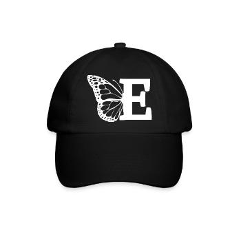 Buchstabe E Schmetterling - Baseballkappe - Schwarz/Schwarz - Vorne