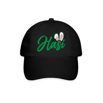 Hasi - süße Häschenohren | Farben änderbar - Baseballkappe - Schwarz/Schwarz - Vorne
