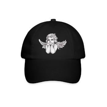 Kleine träumerische Engel-Putte - Baseballkappe - Schwarz/Schwarz - Vorne