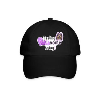 Feeling PAWSOME today! Hund Sheltie Pfote Pink - Baseballkappe - Schwarz/Schwarz - Vorne
