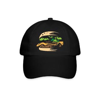 Burger lecker Essen selbstgemacht Bistro gesund - Baseballkappe - Schwarz/Schwarz - Vorne