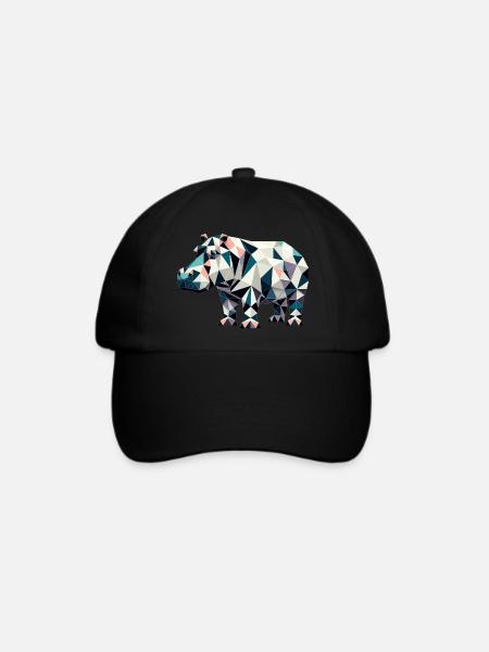 Nilpferd // hippo - Baseballkappe - Schwarz/Schwarz