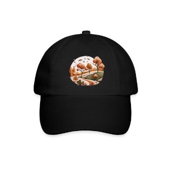 Gemütliche Landschaft (Herbstkollektion #4) - Baseballkappe - Schwarz/Schwarz - Vorne