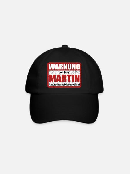 Martin Name Lustiges Warnschild - Baseballkappe - Schwarz/Schwarz
