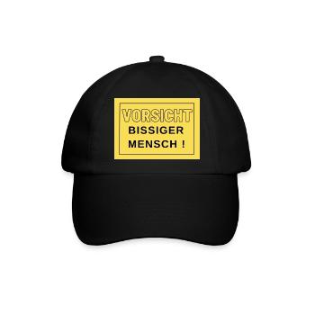 Vorsicht bissiger Mensch ! - Baseballkappe - Schwarz/Schwarz - Vorne