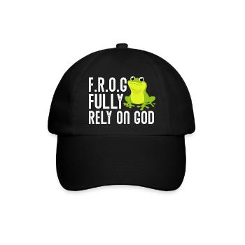 FROG verlassen sich voll und ganz auf Gott Christlicher Froschliebhaber - Baseballkappe - Schwarz/Schwarz - Vorne