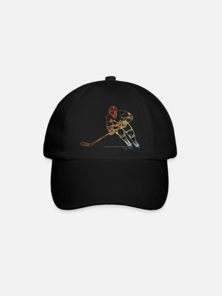 Eishockeyspieler Skizze Vintage - Baseballkappe - Schwarz/Schwarz