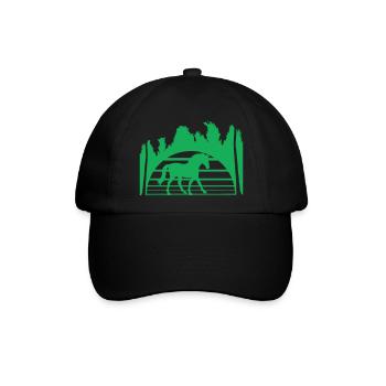 Pferd Reiten Linien Reiter Sonne Palmen Silhouette - Baseballkappe - Schwarz/Schwarz - Vorne