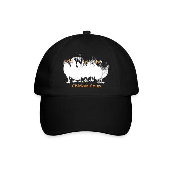 Chicken Coup - Weiße Hühner auf Schwarz - Baseballkappe - Schwarz/Schwarz - Vorne