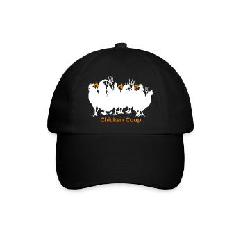 Chicken Coup - Weiße Hühner auf Schwarz - Baseballkappe - Schwarz/Schwarz - Vorne