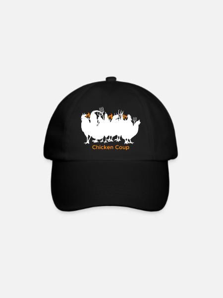Chicken Coup - Weiße Hühner auf Schwarz - Baseballkappe - Schwarz/Schwarz