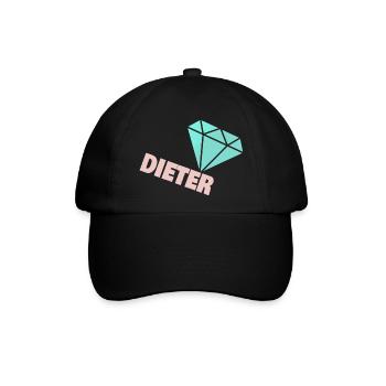Funkelnder Diamant mit Dieter - Baseballkappe - Schwarz/Schwarz - Vorne