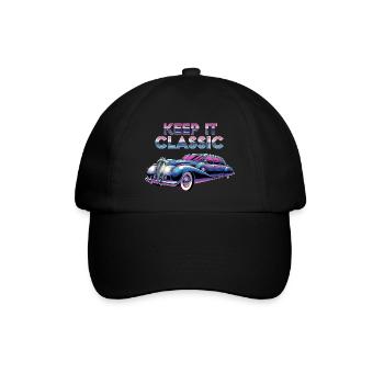 Vintage Limousine Neon Design - Baseballkappe - Schwarz/Schwarz - Vorne