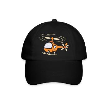 Lustiger Cartoon Helikopter im Comic Stil - Baseballkappe - Schwarz/Schwarz - Vorne