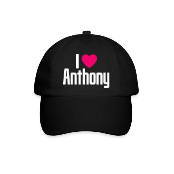 I Love Anthony Pinkes Herz Ich liebe Anthony - Baseballkappe - Schwarz/Schwarz - Vorne