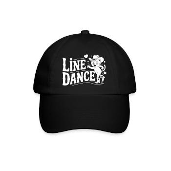 Line Dance Katze Silhouette - Baseballkappe - Schwarz/Schwarz - Vorne