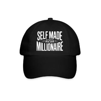 Selbstgemachter Millionär - Baseballkappe - Schwarz/Schwarz - Vorne