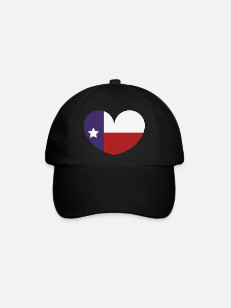 Texas-Herzflagge - Baseballkappe - Schwarz/Schwarz