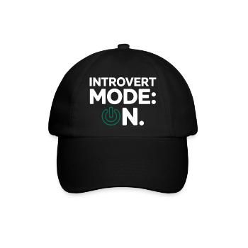 Introvert Mode ON – Lustiger Spruch - Baseballkappe - Schwarz/Schwarz - Vorne