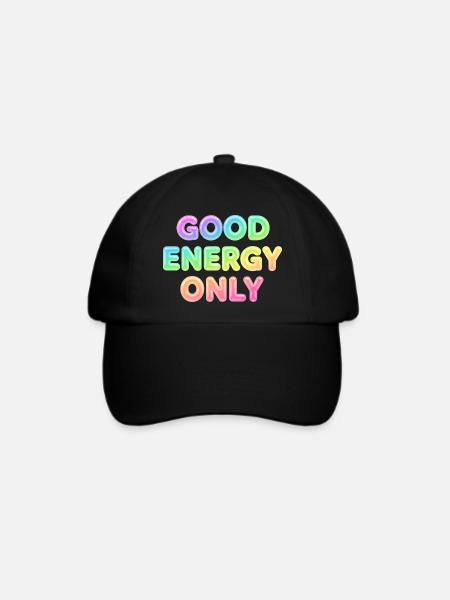 Good Energy Only – Positive Statement Typografie - Baseballkappe - Schwarz/Schwarz