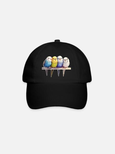 Wellensittiche Gruppe - Baseballkappe - Schwarz/Schwarz