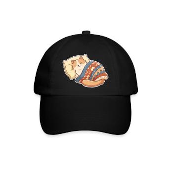 Katze Schlafen - Baseballkappe - Schwarz/Schwarz - Vorne