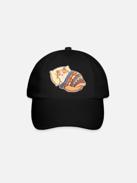Katze Schlafen - Baseballkappe - Schwarz/Schwarz