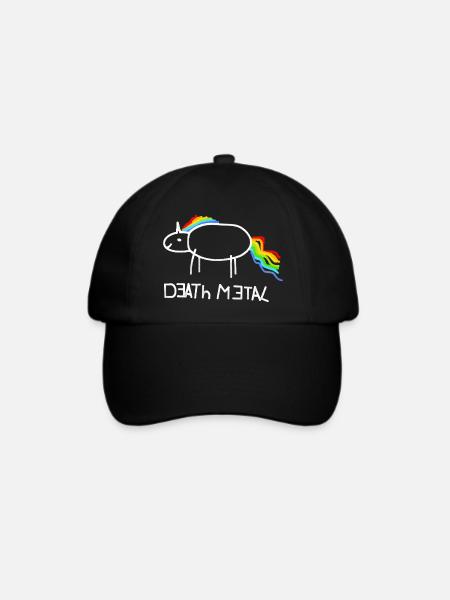 Regenbogen Einhorn Death Metal minimalistisch spaß - Baseballkappe - Schwarz/Schwarz