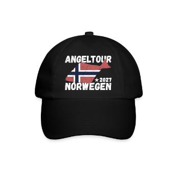 Heilbutt Angeltour Norwegen 2027 - Baseballkappe - Schwarz/Schwarz - Vorne