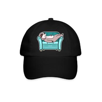 Faultier auf dem Sofa - Baseballkappe - Schwarz/Schwarz - Vorne
