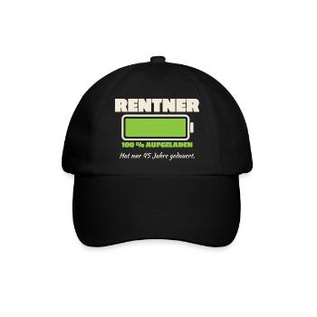Rentner Akku 45 Jahre geladen - Baseballkappe - Schwarz/Schwarz - Vorne