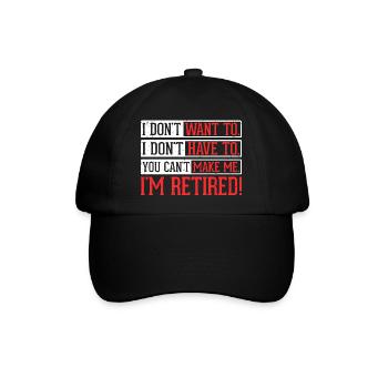 Ich will nicht, ich muss nicht - Baseballkappe - Schwarz/Schwarz - Vorne