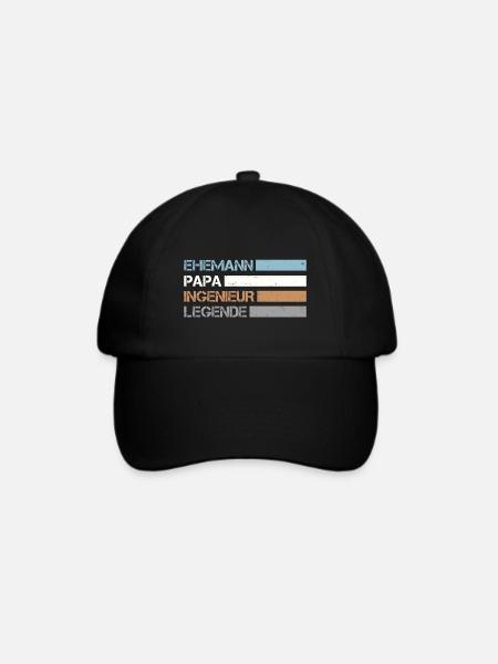 Retro Ehemann Papa Ingenieur Legende - Baseballkappe - Schwarz/Schwarz