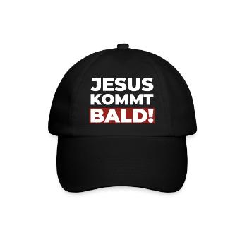 Jesus Christus kommt bald - Christliches Shirt - Baseballkappe - Schwarz/Schwarz - Vorne