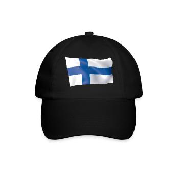 Flagge Finnland - Baseballkappe - Schwarz/Schwarz - Vorne