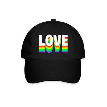 Love Text Regenbogen - Baseballkappe - Schwarz/Schwarz - Vorne