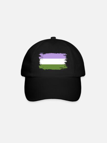 Genderqueere Pride-Flagge - Baseballkappe - Schwarz/Schwarz