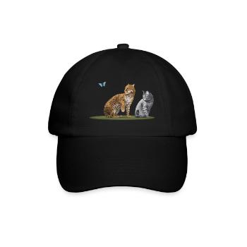 Ozelot und die Katze - Die Katzenfamilie - Baseballkappe - Schwarz/Schwarz - Vorne