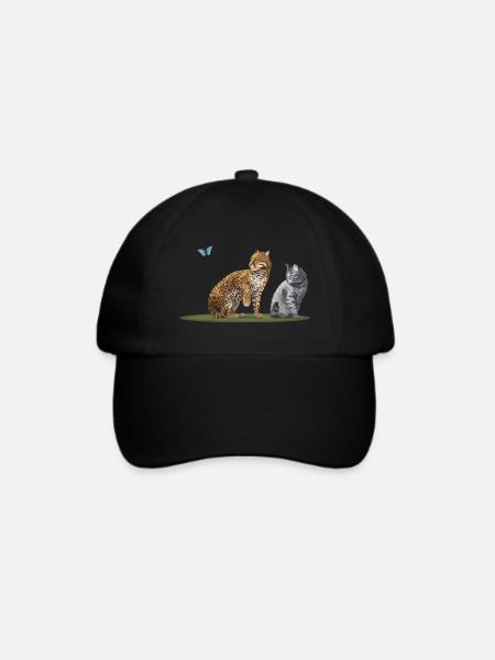 Ozelot und die Katze - Die Katzenfamilie - Baseballkappe - Schwarz/Schwarz