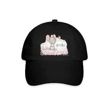 große Schwester Einhorn Maus Vogel - Baseballkappe - Schwarz/Schwarz - Vorne